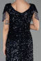 Robe de Soirée Grande Taille Longue Squameuse Bleu Marine ABU6688