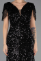 Robe de Soirée Grande Taille Longue Squameuse Noir ABU6688