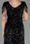 Robe de Soirée Grande Taille Longue Squameuse Noir ABU6688