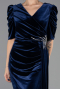 Robes De Soirée En Velours Grande Taille Midi Velours Bleu Marine ABK2706