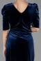 Robes De Soirée En Velours Grande Taille Midi Velours Bleu Marine ABK2706