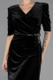 Robes De Soirée En Velours Grande Taille Midi Velours Noir ABK2706
