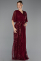 Robe de Soirée Grande Taille Longue Perlé Rouge Bordeaux ABU6689