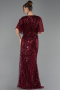 Robe de Soirée Grande Taille Longue Perlé Rouge Bordeaux ABU6689