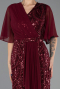 Robe de Soirée Grande Taille Longue Perlé Rouge Bordeaux ABU6689