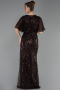 Robe de Soirée Grande Taille Longue Perlé Brun ABU6689