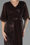 Robe de Soirée Grande Taille Longue Perlé Brun ABU6689