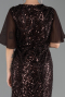 Robe de Soirée Grande Taille Longue Perlé Brun ABU6689