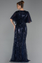 Robe de Soirée Grande Taille Longue Perlé Bleu Marine ABU6689