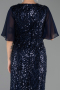 Robe de Soirée Grande Taille Longue Perlé Bleu Marine ABU6689