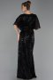 Robe de Soirée Grande Taille Longue Perlé Noir ABU6689