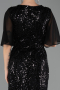 Robe de Soirée Grande Taille Longue Perlé Noir ABU6689