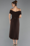 Robe De Invitation Grande Taille Midi Brun ABK2707