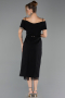 Robe De Invitation Grande Taille Midi Noir ABK2707