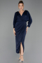 Robe de Cérémonie Midi Satin Bleu Marine ABK2708