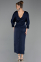 Robe de Cérémonie Midi Satin Bleu Marine ABK2708