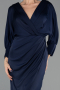 Robe de Cérémonie Midi Satin Bleu Marine ABK2708