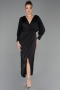 Robe de Cérémonie Midi Satin Noir ABK2708