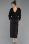 Robe de Cérémonie Midi Satin Noir ABK2708