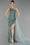 Robe de Soirée Longue Menthe ABU4772