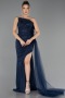 Robe de Soirée Longue Pierreux Bleu Marine ABU6691