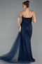 Robe de Soirée Longue Pierreux Bleu Marine ABU6691