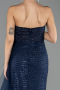Robe de Soirée Longue Pierreux Bleu Marine ABU6691