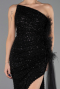 Robe de Soirée Longue Pierreux Noir ABU6691