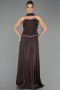Robe de Soirée Longue Mousseline Brun ABU6707