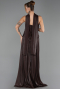 Robe de Soirée Longue Mousseline Brun ABU6707