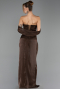 Robe de Soirée Longue Mousseline Brun ABU6692