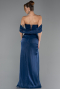 Robe de Soirée Longue Mousseline Bleu Marine ABU6692