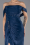 Robe de Soirée Longue Mousseline Bleu Marine ABU6692