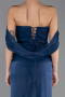 Robe de Soirée Longue Mousseline Bleu Marine ABU6692