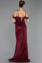 Robe Queue de Poisson Longue Dantelle Rouge Bordeaux ABU6693