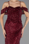 Robe Queue de Poisson Longue Dantelle Rouge Bordeaux ABU6693