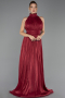 Robe De Soirée Grande Taille Longue Mousseline Rouge Bordeaux ABU6700
