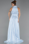 Robe de Soirée Longue Mousseline Bleu clair ABU6706