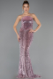 Robe de Soirée Grande Taille Longue Squameuse Poudre ABU6698