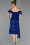 Robe De Invitation Grande Taille Midi Bleu Saxe ABK2534