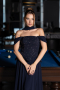 Robe de Soirée Longue Mousseline Bleu Marine ABU6390