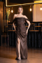 Robe de Soirée Longue Mousseline Brun ABU6692