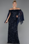 Robe De Soirée Grande Taille Longue Bleu Marine ABU6687