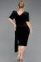 Robes De Soirée En Velours Grande Taille Midi Velours Noir ABK2706