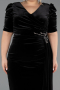 Robes De Soirée En Velours Grande Taille Midi Velours Noir ABK2706