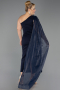Robe De Invitation Grande Taille Midi Mousseline Bleu Marine ABK2713