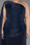 Robe De Invitation Grande Taille Midi Mousseline Bleu Marine ABK2713