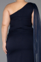 Robe De Invitation Grande Taille Midi Mousseline Bleu Marine ABK2713