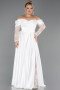 Robe Grande Taille Longue Satin Blanc ABU5261