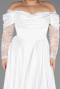 Robe Grande Taille Longue Satin Blanc ABU5261